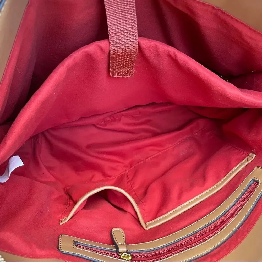 Adrienne Vittadini Beige Tan Laptop Tote Bag
